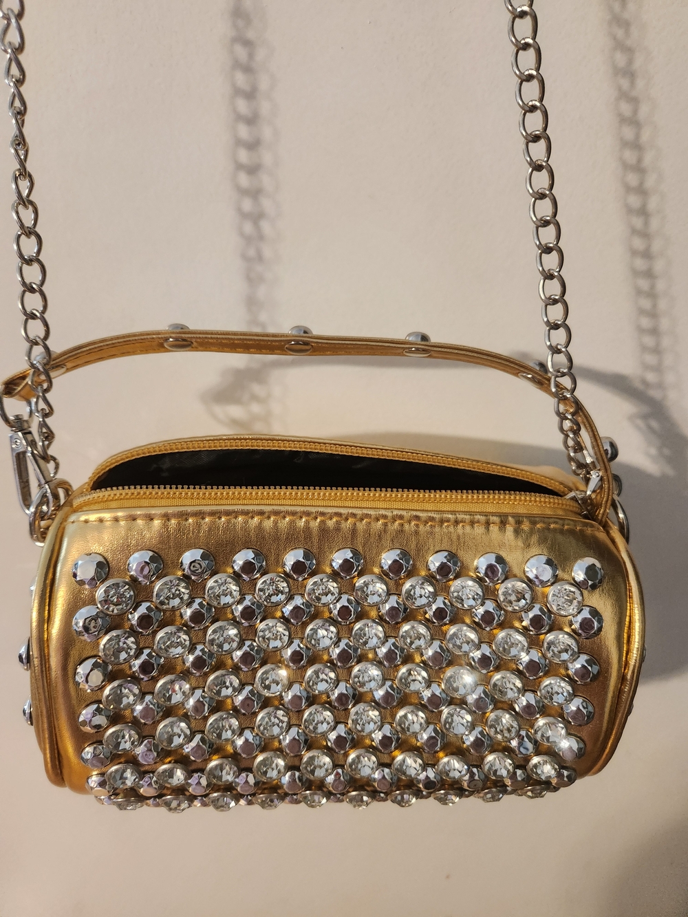 Fashion Nova Gold Crystal Mini Crossbody Bag